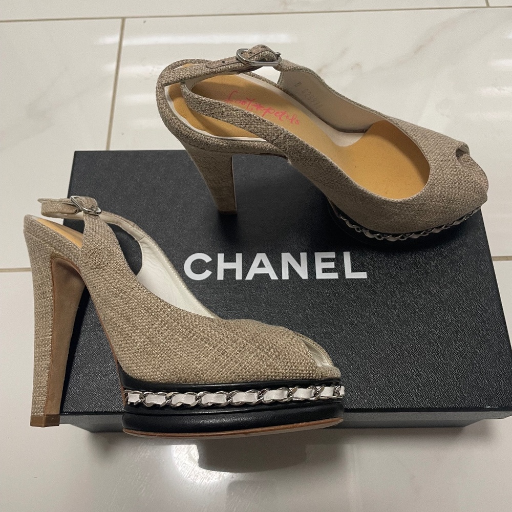 Chanel wedge sandals